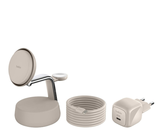 Belkin Ładowarka magnetyczna Qi2 25W, 3w1, zasilacz 45W, kremowa - 1363168 - zdjęcie 2